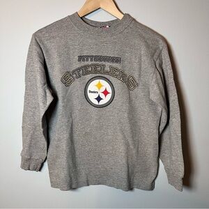 Pittsburgh Steelers Thermal Long Sleeve‎ Youth Kids L Gray Mighty Mac Sports